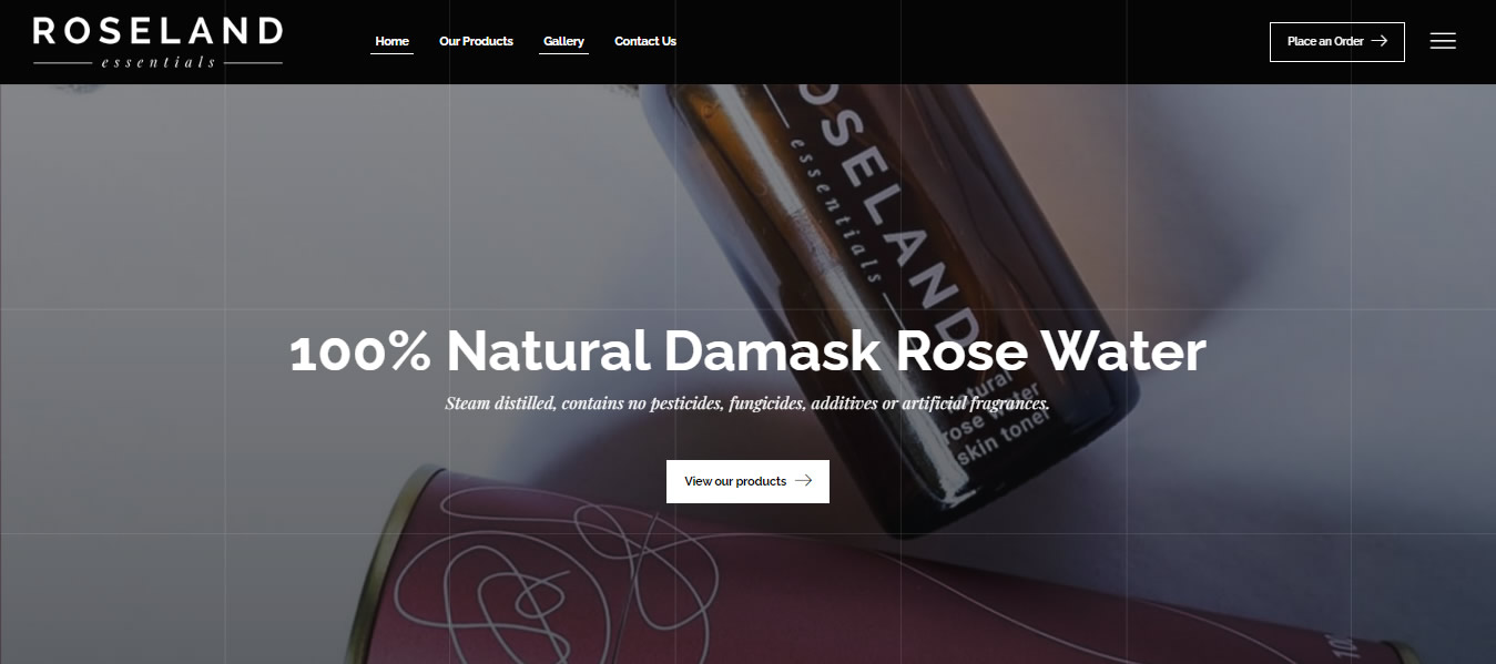 Roseland Essentials, 100% natural damask rose water, steam distilled, no pesticides, no fungicides, no additives, no artificial fragrances, natural, locally made, hand picked, bulgarian variety of damask roses